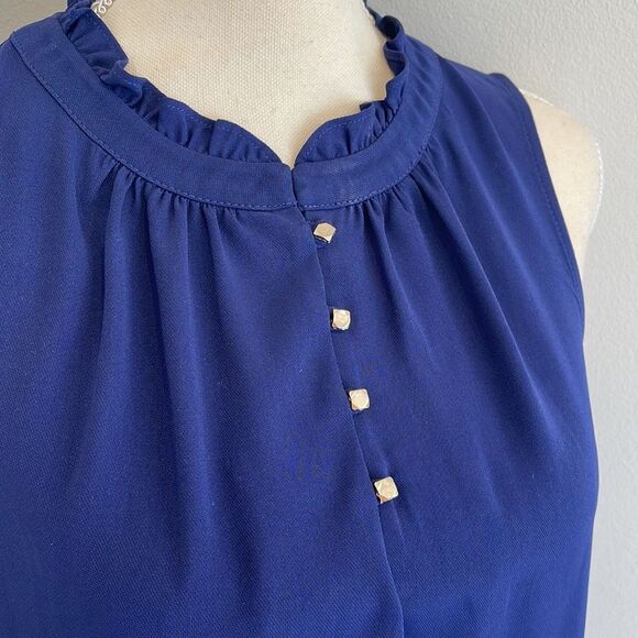 41 HAWTHORN Lilou Ruffle Neck Blouse in Navy Blue - Picture 2 of 4